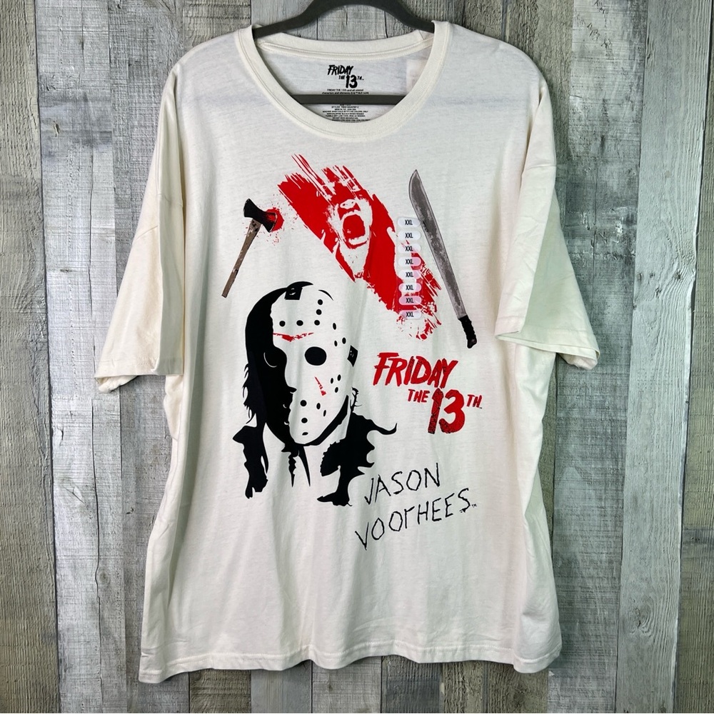 Friday The 13th XXL Cream Color Crewneck Short Sleeve Jason Voorhees T-Shirt